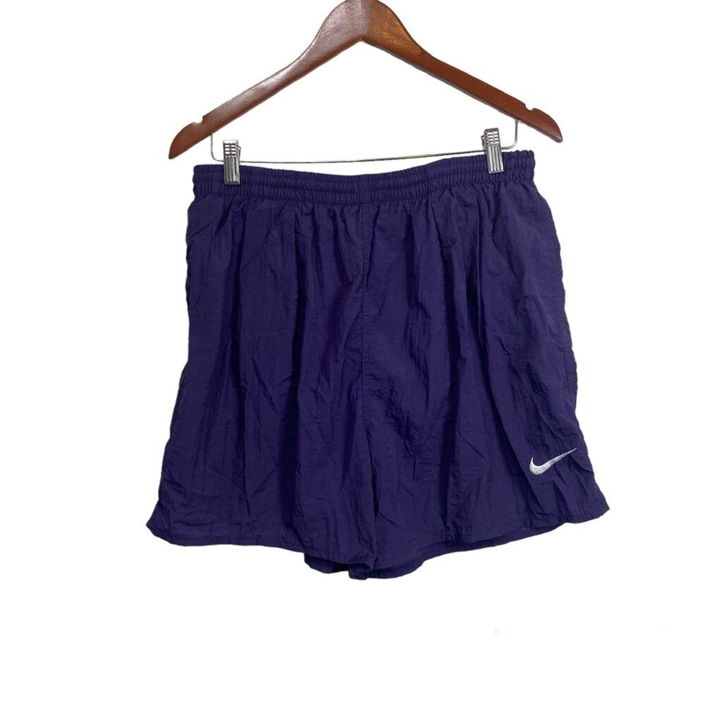 Mens Vintage 90's Nike Swim Trunks Shorts Big Swoosh Logo Size L Purple
